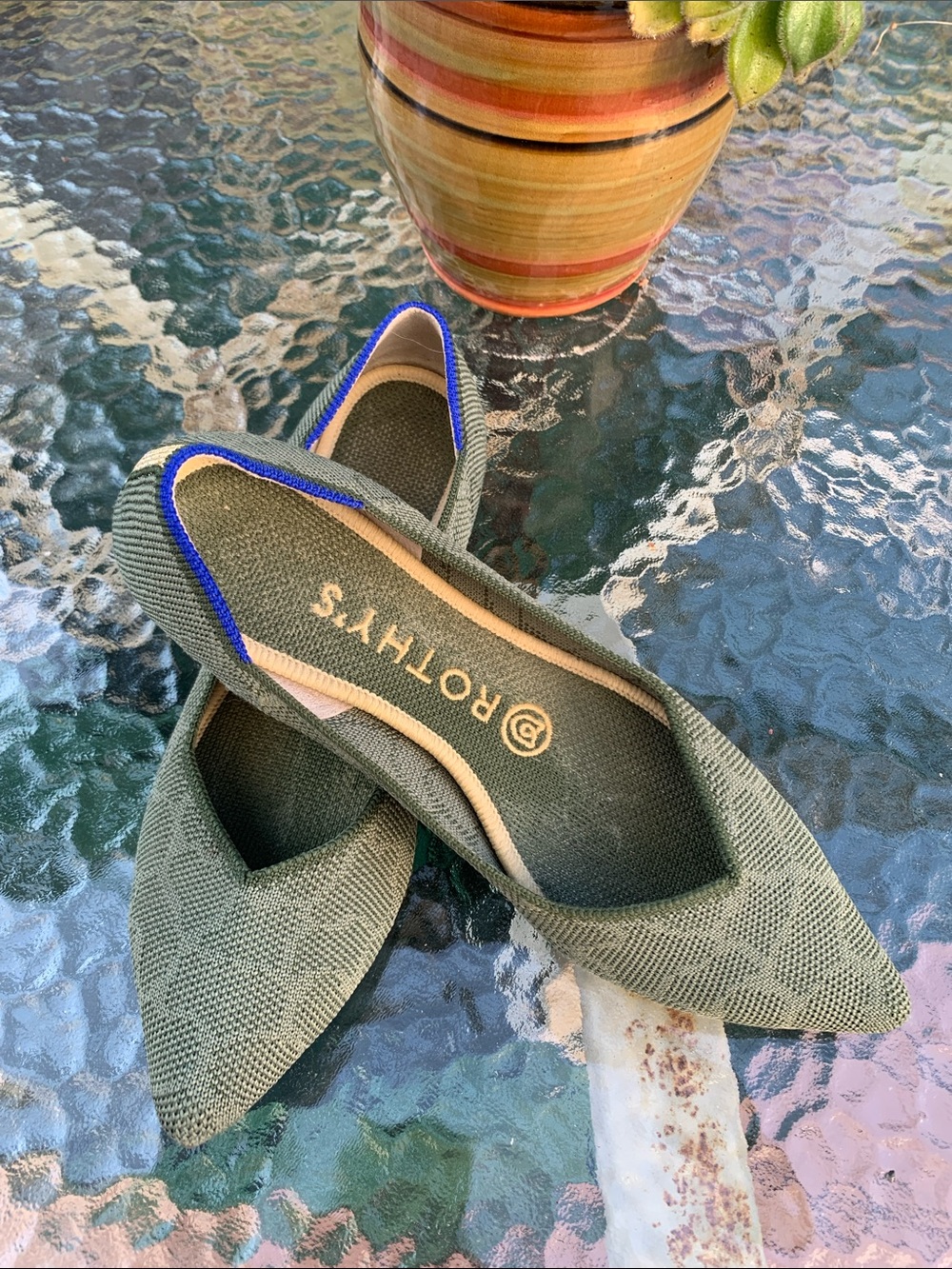 Rothy’s olive green pointed toe